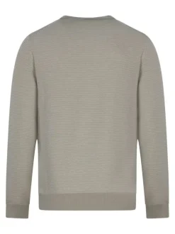 Pull en coton beige uni avec une coupe droite et un col rond
