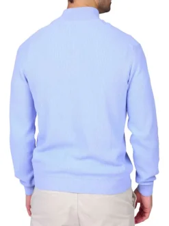 Pull en coton biologique bleu ciel uni avec une coupe droite