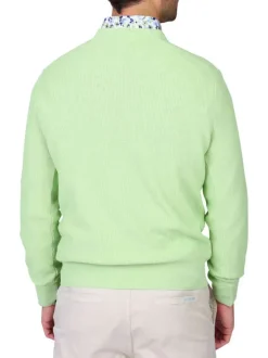 Pull en coton biologique vert uni avec une coupe droite et un col rond
