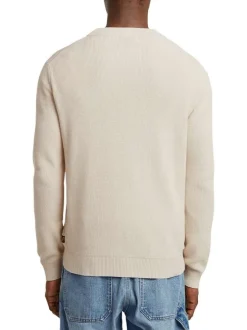 Pull en coton blanc uni avec une coupe droite et un col rond