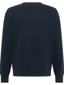 Pull en coton bleu marine avec un col rond et des manches longues
