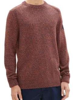Pull en coton bordeaux uni avec une coupe droite et un col rond