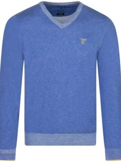 Pull en coton ciel uni avec coupe droite et logo iconique de la marque