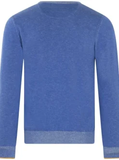 Pull en coton ciel uni avec coupe droite et logo iconique de la marque