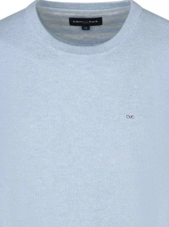 Pull en coton ciel uni avec une coupe droite à col rond et logo iconique