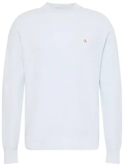 Pull en coton ciel uni avec une coupe droite et un col rond