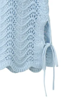 Pull en coton ciel uni pourvu d'une coupe évasée et de manches longues