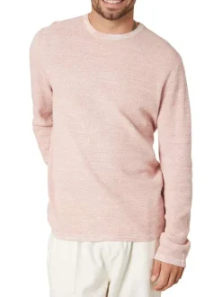 Pull en coton corail uni pourvu d'une coupe droite et d'un col rond