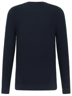 Pull en coton Eliot marine en maille piquée avec col rond et logo brodé
