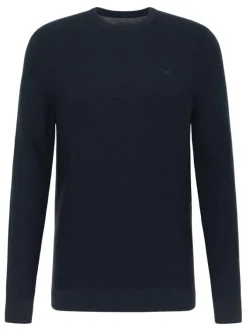 Pull en coton Eliot marine en maille piquée avec col rond et logo brodé