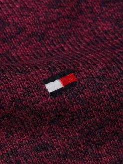 Pull en coton et laine bordeaux uni avec logo de la marque brodé