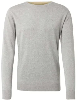 Pull en coton gris avec logo brodé poitrine un col rond et une coupe droite