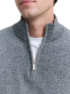 Pull en coton gris uni avec un col camionneur et des manches longues