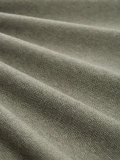 Pull en coton kaki uni pourvue d'une coupe droite et d'un col rond