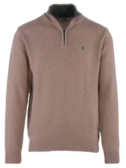 Pull en coton maille piquée camel avec une coupe droite et un col camionneur