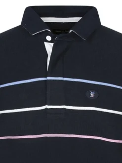 Pull en coton marine coupe ajustée avec un logo brodé de la marque dans le dos