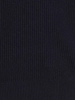 Pull en coton marine uni avec une coupe droite et un col rond