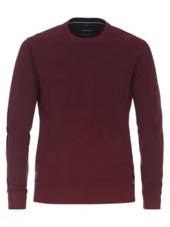 Pull en coton mélangé bordeaux chiné avec patch logotypé cousu