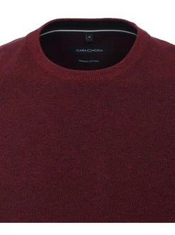 Pull en coton mélangé bordeaux chiné avec patch logotypé cousu