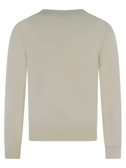 Pull en coton mélangé écru uni coupe regular fit avec un col rond