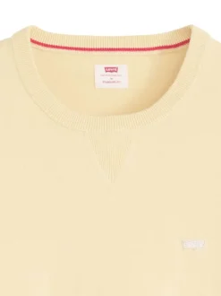 Pull en coton mélangé jaune à coupe droite pourvu d'un col rond