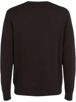 Pull en coton mélangé noir en maille effet gaufrée avec une coupe ajustée