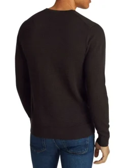 Pull en coton mélangé noir en maille effet gaufrée avec une coupe ajustée
