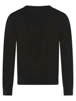 Pull en coton mélangé noir uni coupe regular fit avec un col rond