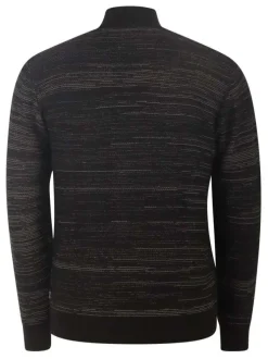 Pull en coton noir chiné avec une coupe droite et un col camionneur