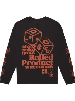 Pull en coton noir à imprimé fantaisie avec un col rond et des manches longues