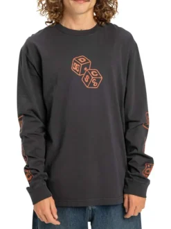 Pull en coton noir à imprimé fantaisie avec un col rond et des manches longues