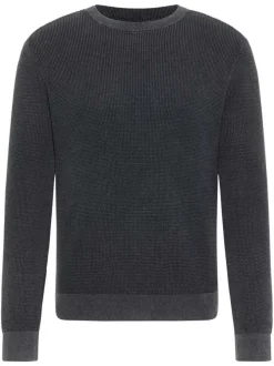 Pull en coton noir uni avec une coupe droite et un col rond