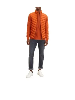 Pull en coton orange uni coupe droite col camionneur