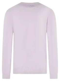 Pull en coton rose à coupe droite pourvu d'un col rond épais