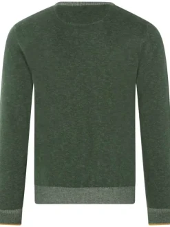 Pull en coton vert uni avec le logo iconique et une coupe droite