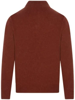 Pull en laine brique uni avec un col camionneur et une coupe droite