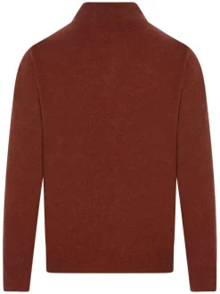 Pull en laine brique uni avec un col camionneur et une coupe droite