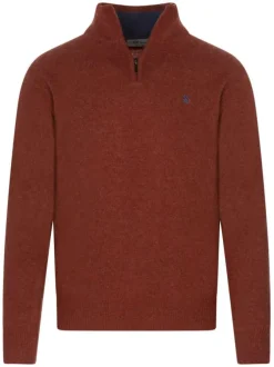 Pull en laine brique uni avec un col camionneur et une coupe droite