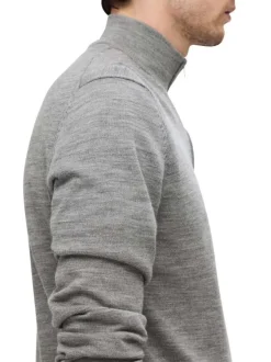 Pull en laine gris Tray en maille fine avec coupe droite et col camionneur