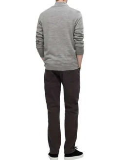 Pull en laine gris Tray en maille fine avec coupe droite et col camionneur
