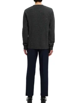 Pull en laine mélangée anthracite Neil en maille tricotée avec un col rond