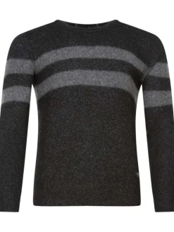Pull en laine mélangée noir chiné avec une coupe droite et un col rond