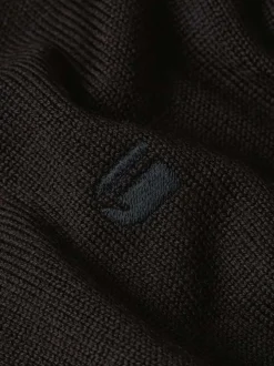 Pull en laine noir uni avec une coupe droite et logo iconique