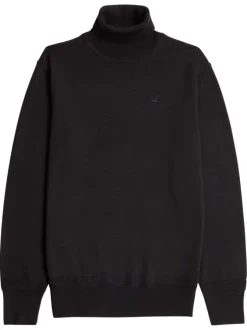 Pull en laine noir uni avec une coupe droite et logo iconique