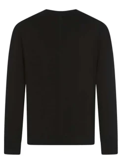 Pull en laine noir uni coupe ajustée col rond avec logo brodé