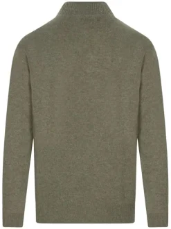 Pull en laine épaisse kaki uni à coupe droite avec col camionneur et logo brodé