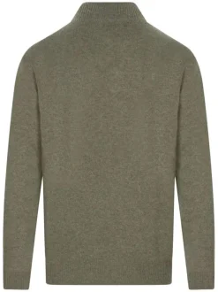 Pull en laine épaisse kaki uni à coupe droite avec col camionneur et logo brodé