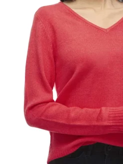 Pull fuchsia uni avec une coupe droite et des manches longues