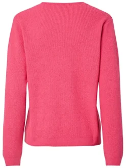 Pull fuchsia uni avec une coupe droite et des manches longues