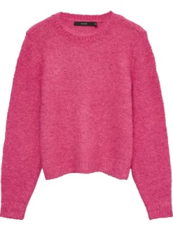 Pull fuchsia uni pourvu d'une coupe droite et de manches longues